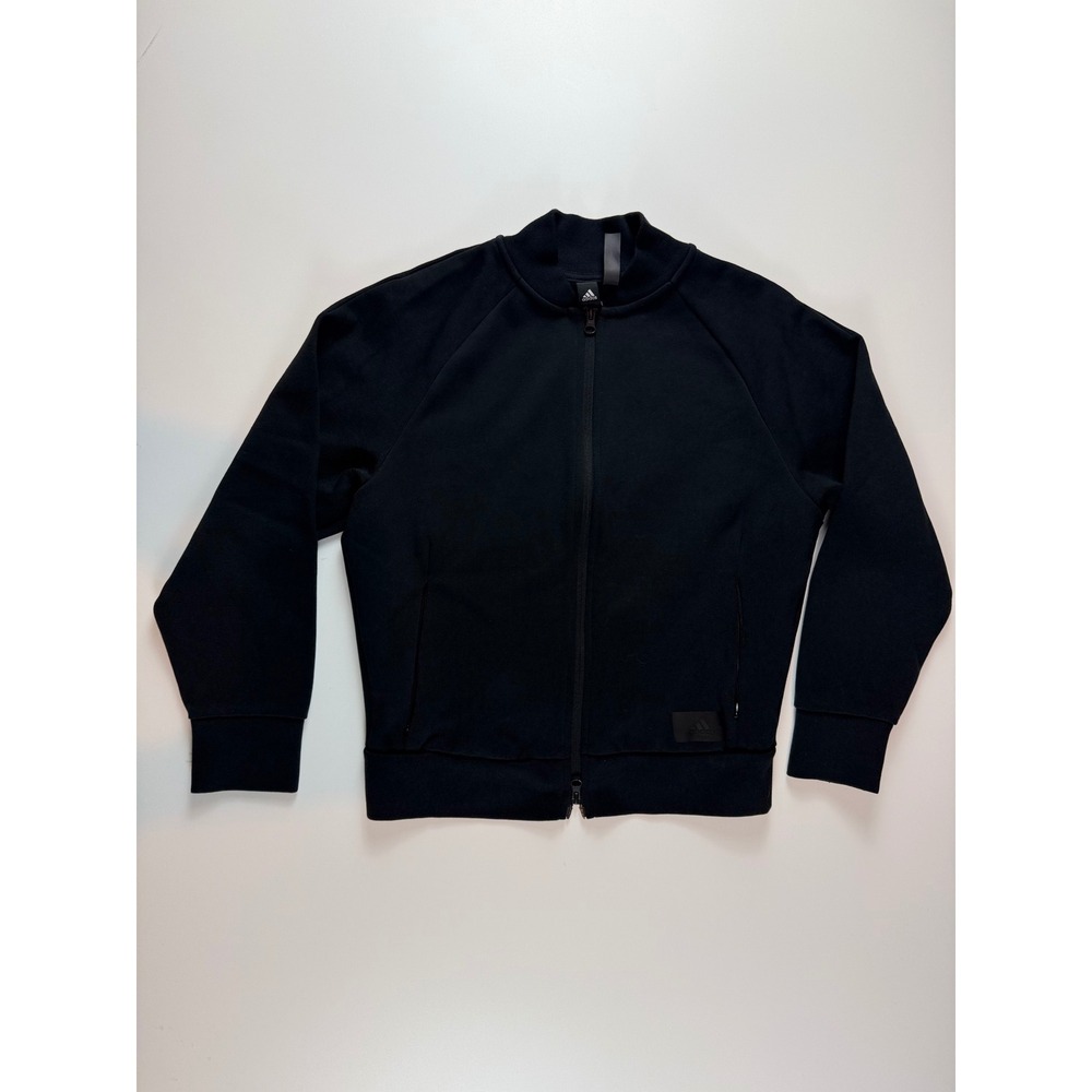 Adidas Primegreen Full Zip Track Jacket Black Tonal Logo Womens Medium H20833‎